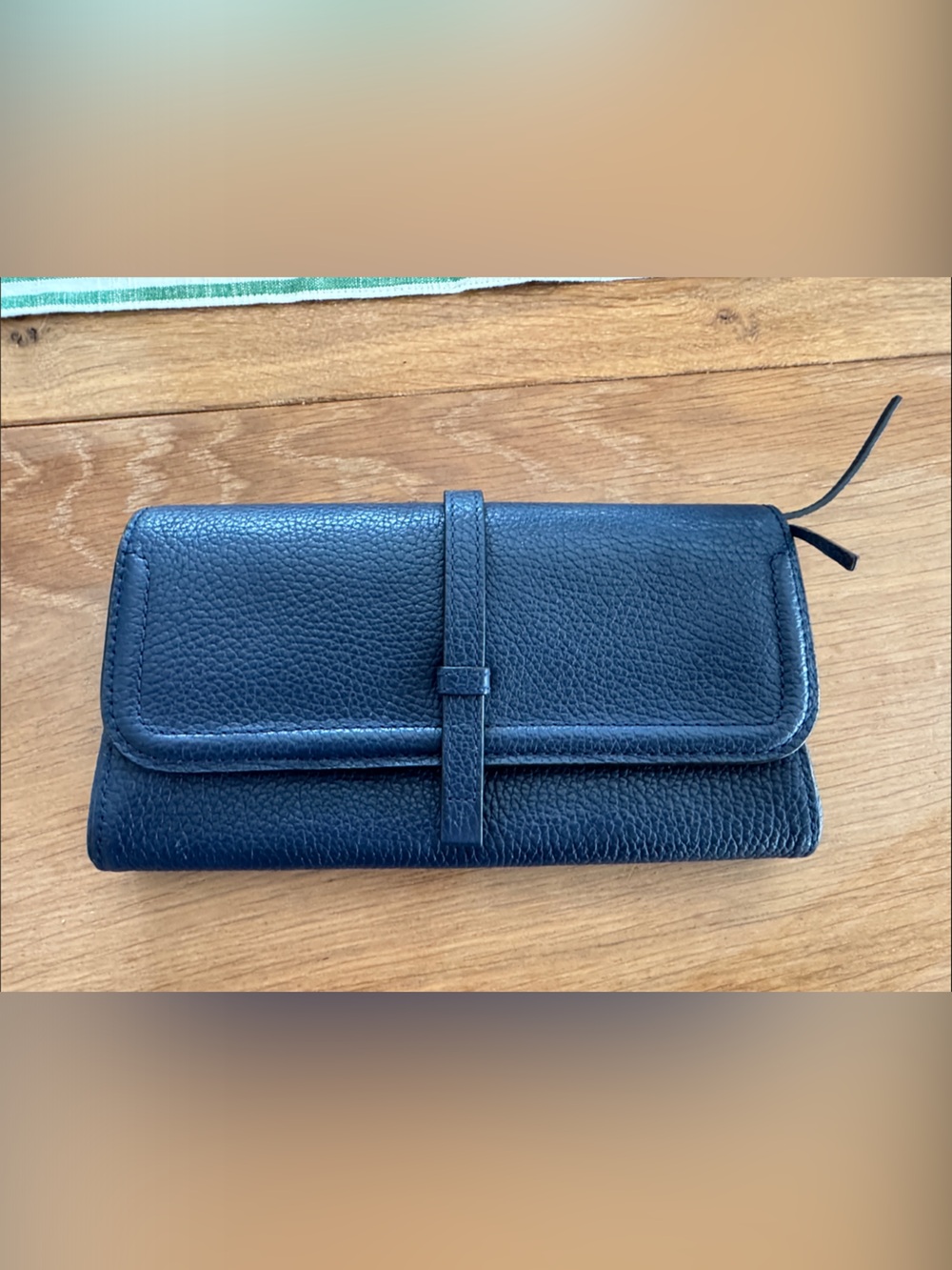 Annabel Ingall Navy Pebbled Leather Wallet Clutch
